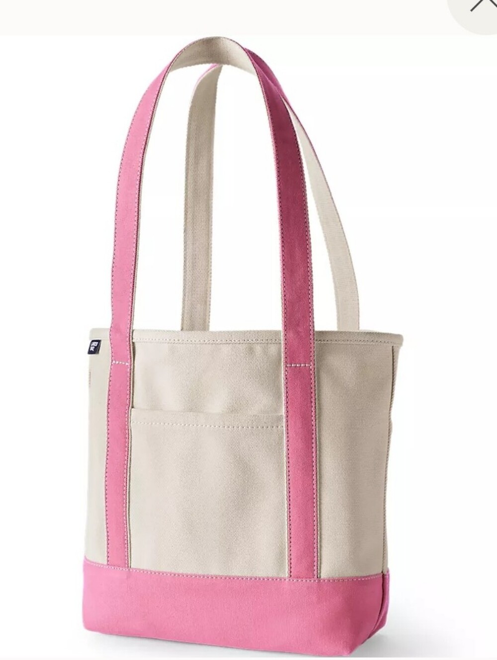 Lands' End Canvas Tote in Natural and Pink